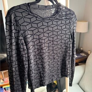 SHEIN Black Mesh Top with Sparkling Accents